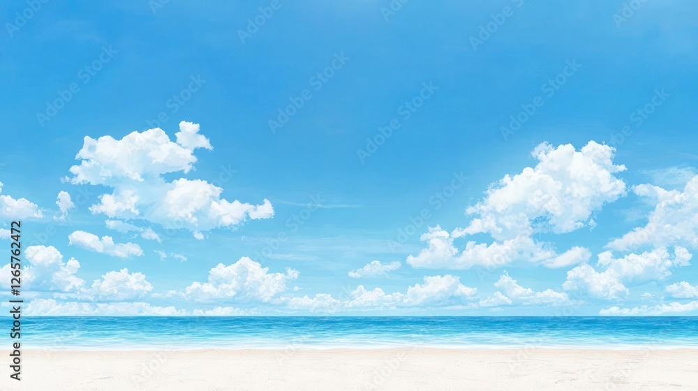 White Sand Beach Turquoise Sea And Blue Sky With Clouds White Sand Beach Turquoise Sea And Blue Sky With Clouds