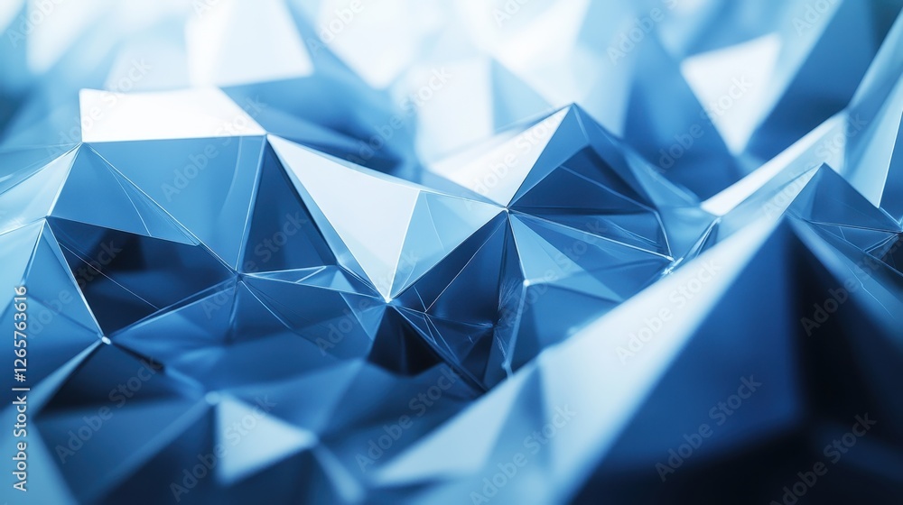 Abstract blue geometric background featuring a multitude of shiny, triangular shapes creating a dynamic and modern aesthetic. Abstract blue geometric background featuring a multitude of shiny, triangular shapes creating a dynamic and modern aesthetic.
