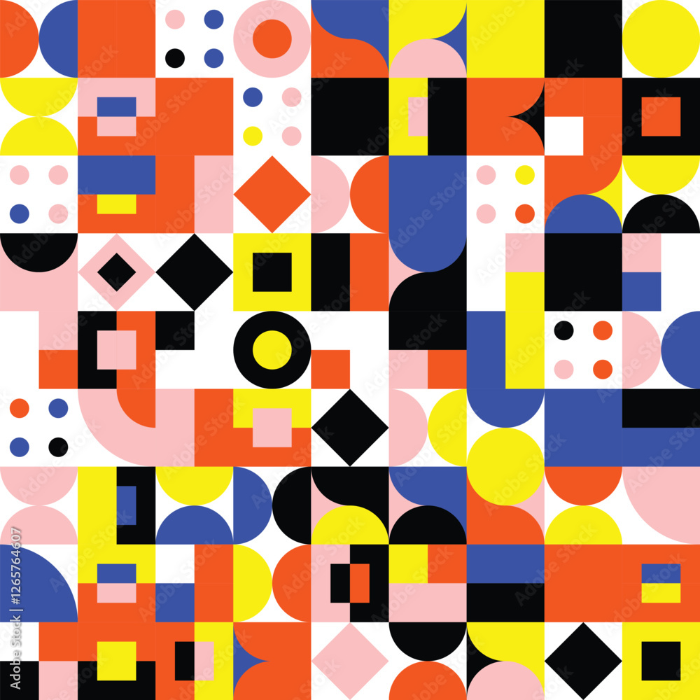 Playful geometric shapes in a vivid, contemporary abstract design Playful geometric shapes in a vivid, contemporary abstract design