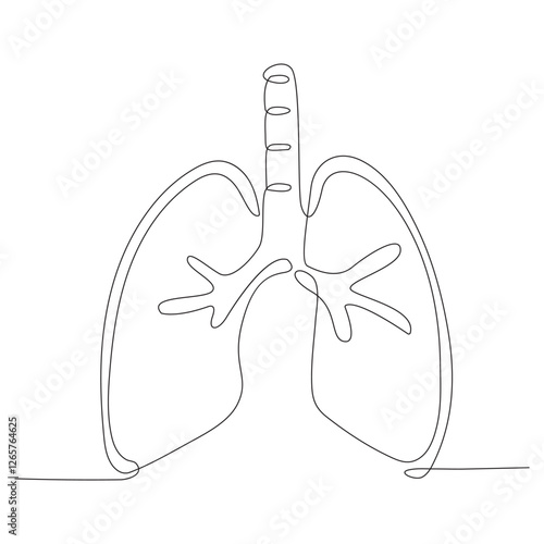 Continuous one Line Drawing of Lungs Icon. Hand Drawn Symbol Vector Illustration.