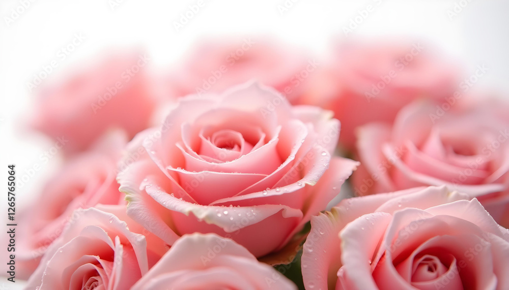 Close-up of many vibrant pink roses against a clean white background, studio lighting, sharp focus, high resolution. Close-up of many vibrant pink roses against a clean white background, studio lighting, sharp focus, high resolution.