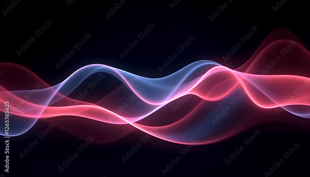 Abstract wave lines pattern with dynamic colorful light flowing on a black background, reminiscent of a vibrant music visualizer, captured during a dark, clear night. Abstract wave lines pattern with dynamic colorful light flowing on a black background, reminiscent of a vibrant music visualizer, captured during a dark, clear night.