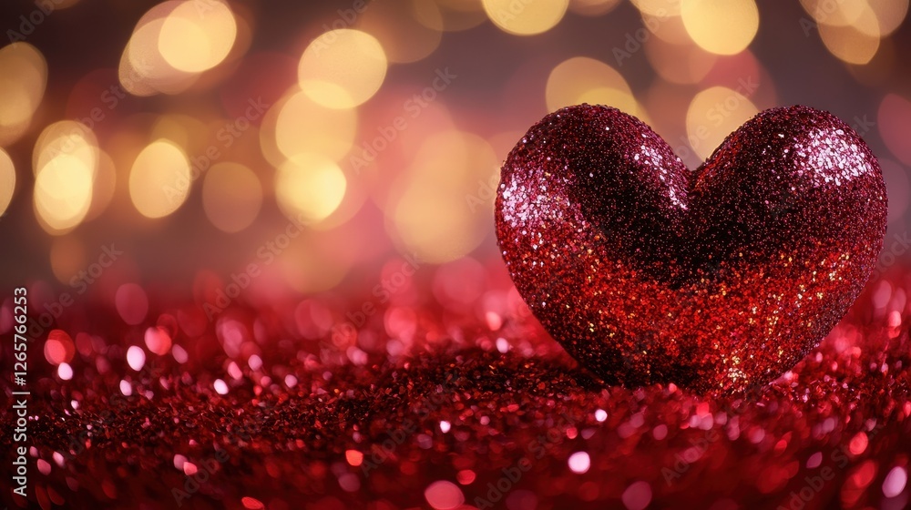 A sparkling red heart-shaped decoration captured against a backdrop of warm, glowing lights, embodying love and celebration. A sparkling red heart-shaped decoration captured against a backdrop of warm, glowing lights, embodying love and celebration.