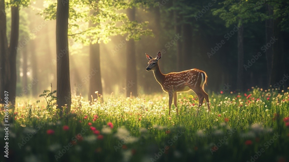 Fototapeta premium Deer in Spring forest.