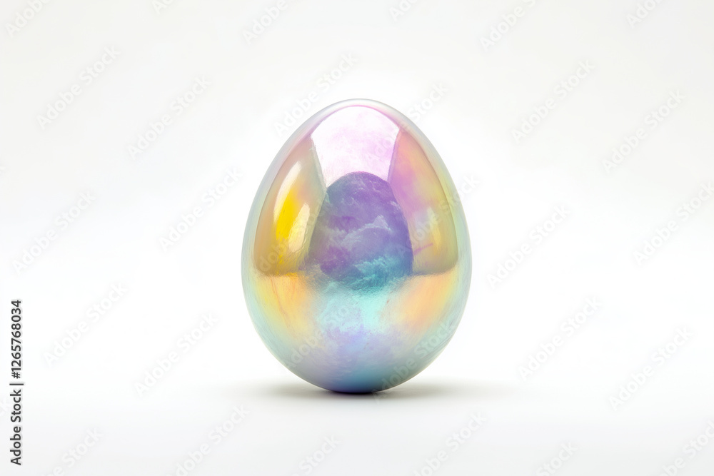 3d render of a glass or metallic Easter egg mirroring colorful neon light isolated on white background with blank space for custom text 3d render of a glass or metallic Easter egg mirroring colorful neon light isolated on white background with blank space for custom text