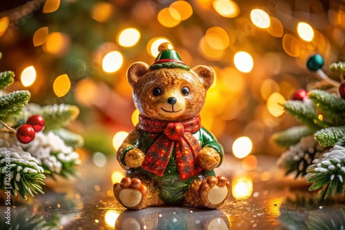Wallpaper Mural Festive Bear Figurine Home Decor: Double Exposure Holiday Cheer Torontodigital.ca