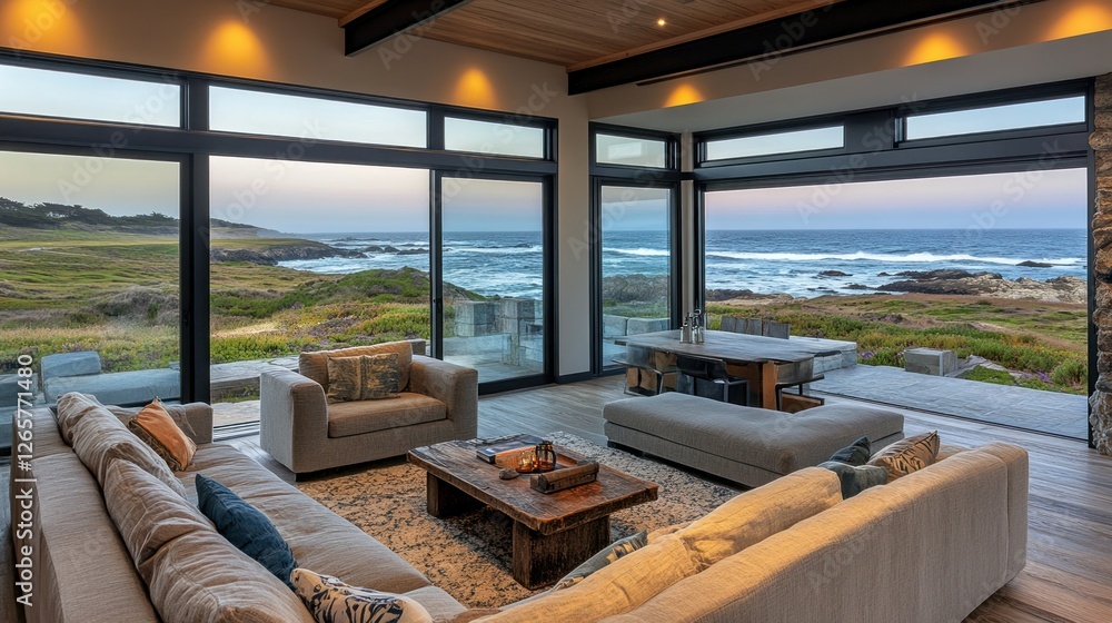 Coastal Modern Living Room with Ocean Views Coastal Modern Living Room with Ocean Views