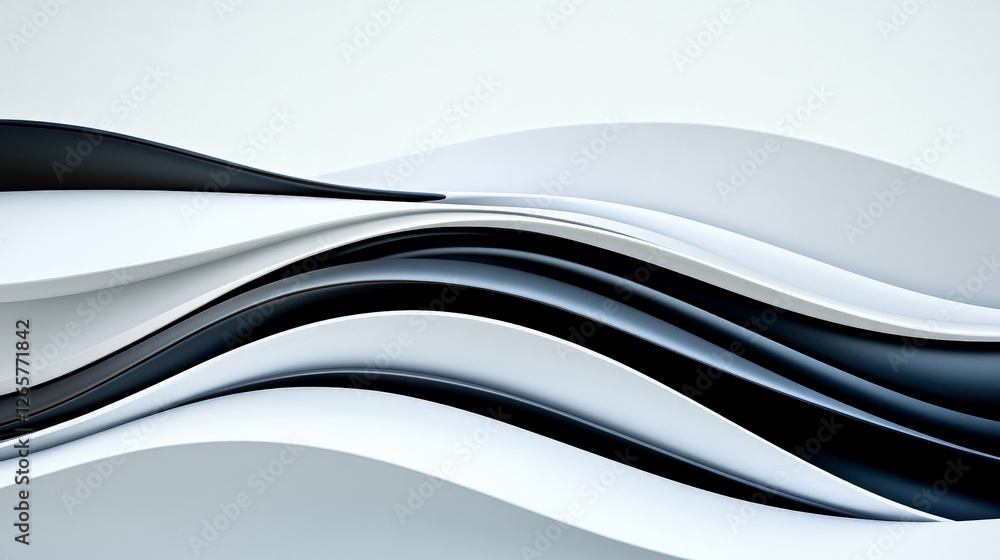 Obraz premium Elegant Curves in Black and White Abstract Design for Modern Art