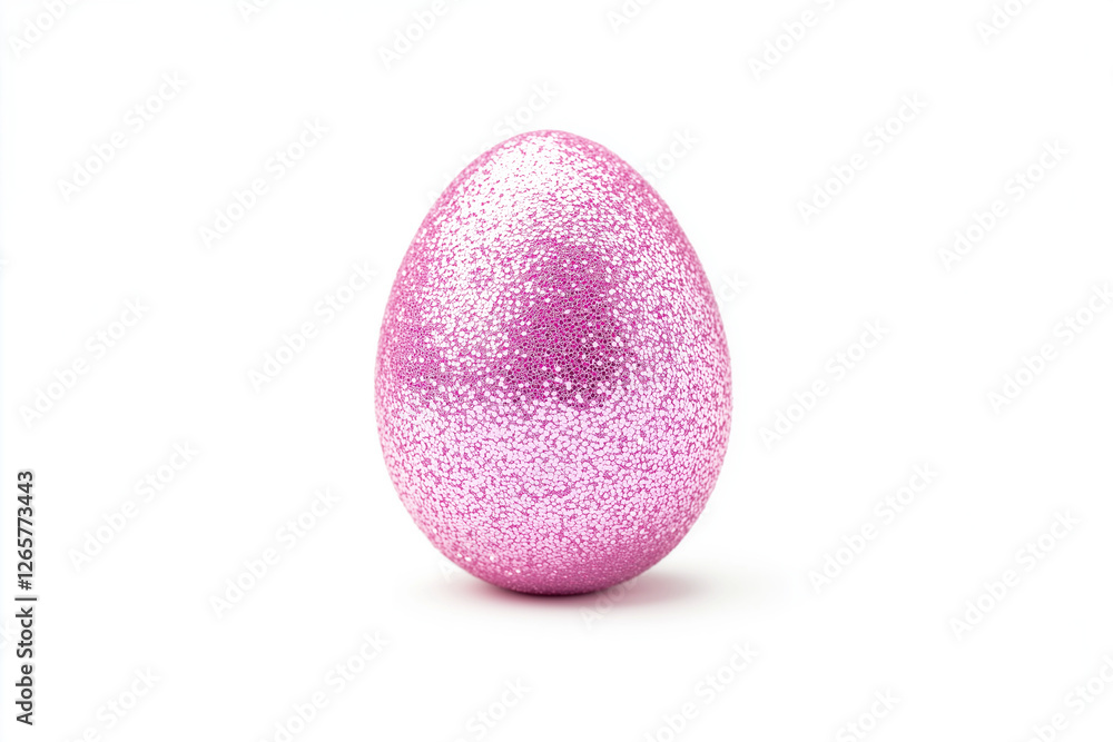 shiny glowing pink Easter egg on white background with blank space for text shiny glowing pink Easter egg on white background with blank space for text