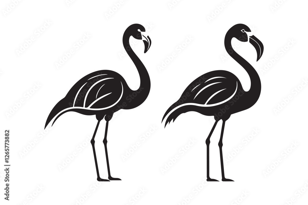 Fototapeta premium Minimalist Flamingo Line Art Wildlife Animal