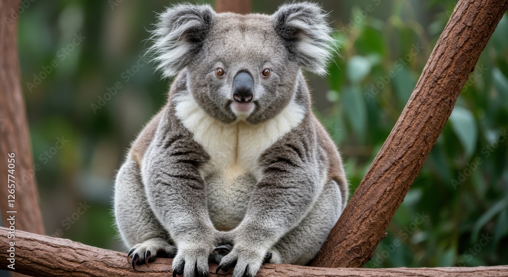 Obraz premium Charming Portrait of a Koala Sitting on a Tree Branch in Australia