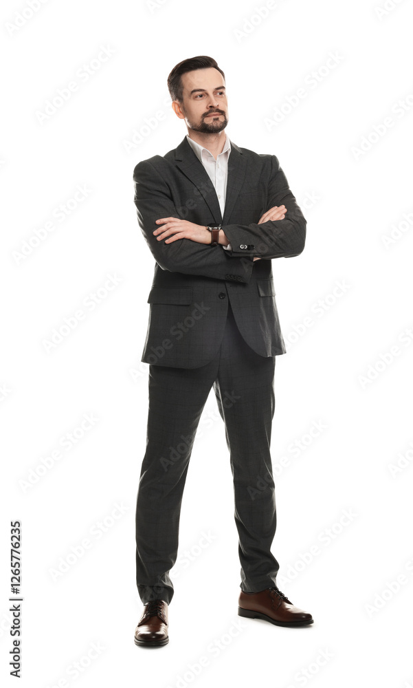 Confident man in classic suit on white background Confident man in classic suit on white background