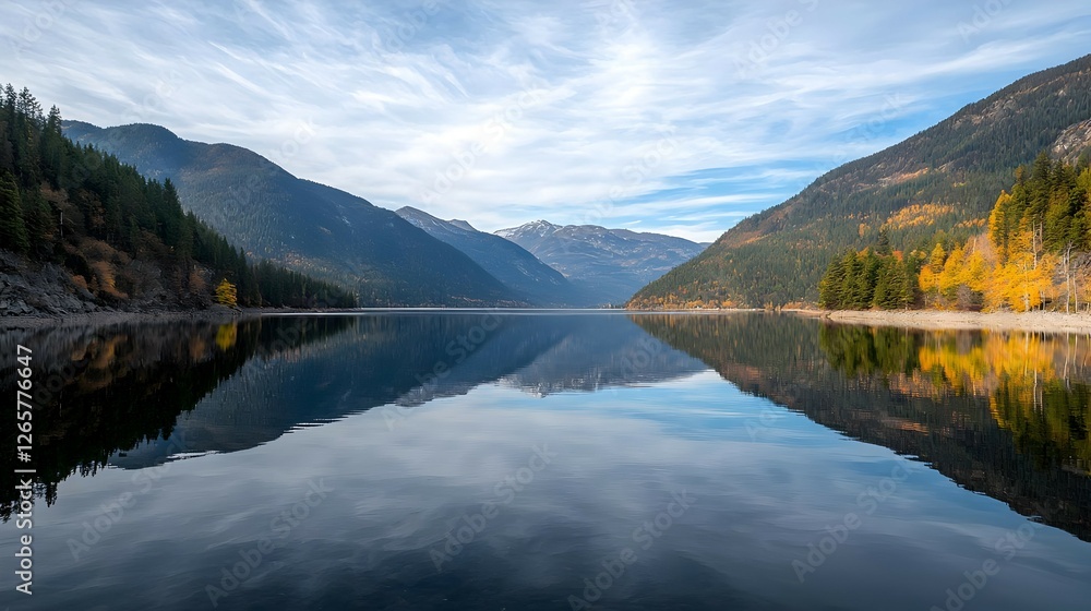 Autumn Mountain Lake Reflection With Colorful Trees Autumn Mountain Lake Reflection With Colorful Trees