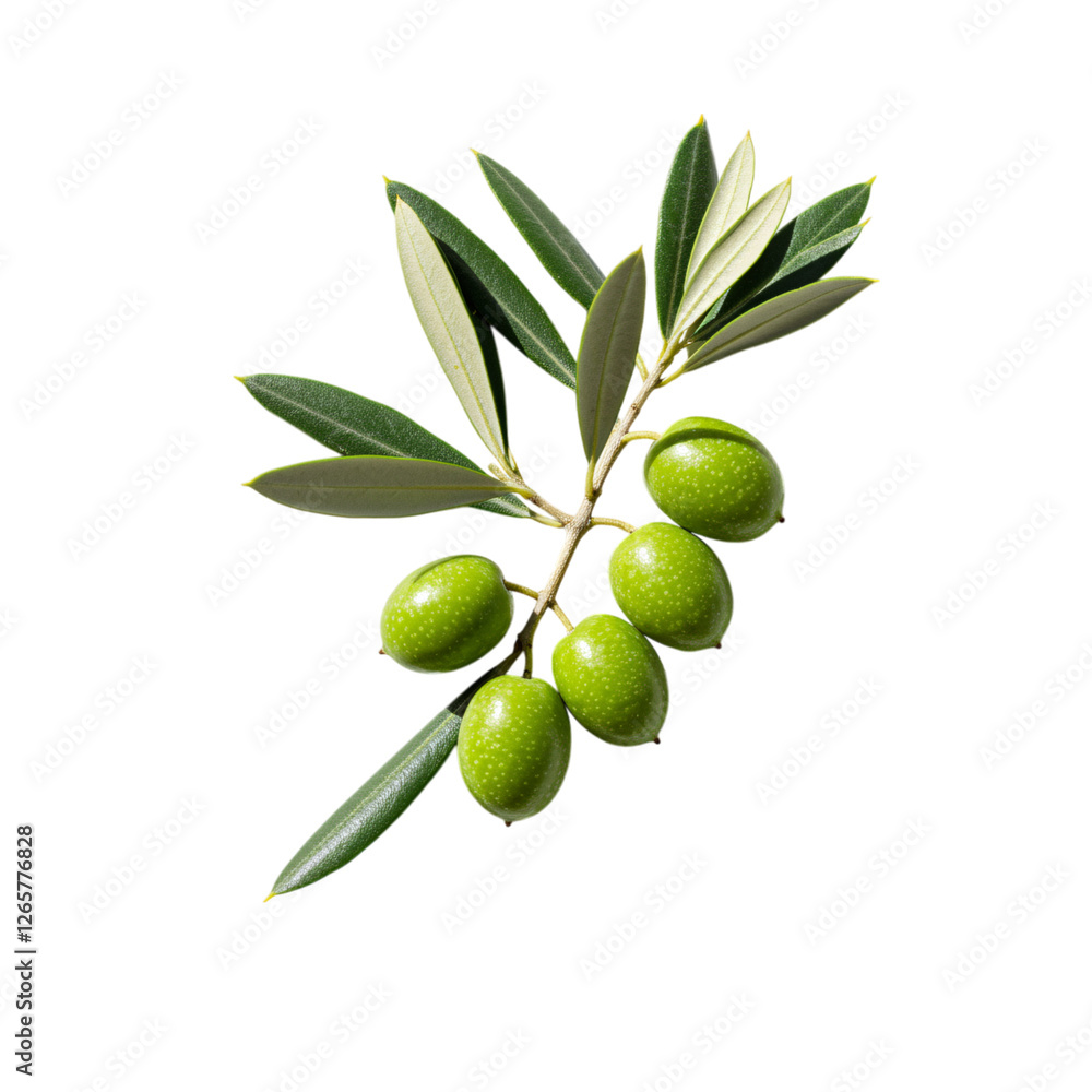 A close-up, high-quality image of a branch of fresh green olives with vibrant, healthy leaves A close-up, high-quality image of a branch of fresh green olives with vibrant, healthy leaves