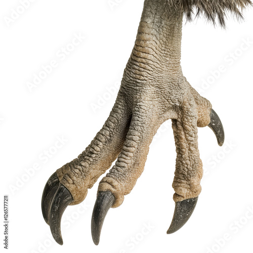 Ostrich leg and foot closeup in strong lighting