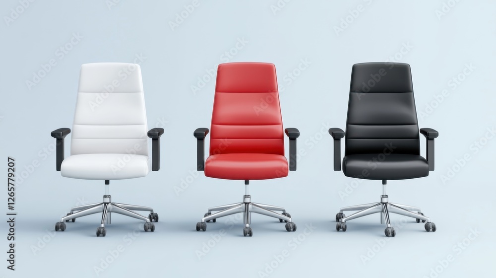 Stylish Office Chairs in White, Red, and Black with Modern Design for Contemporary Workspace Decor Stylish Office Chairs in White, Red, and Black with Modern Design for Contemporary Workspace Decor