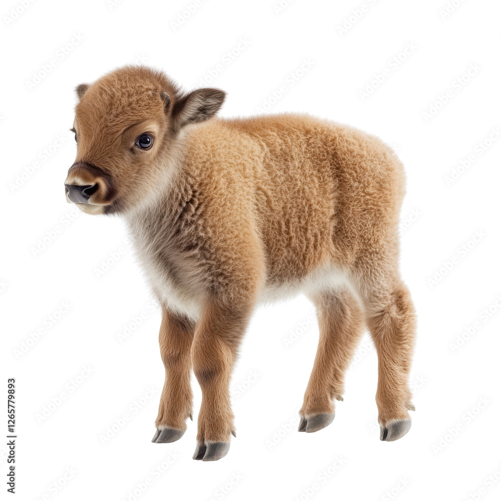 Obraz premium Young bison calf in medium shot on Transparent background