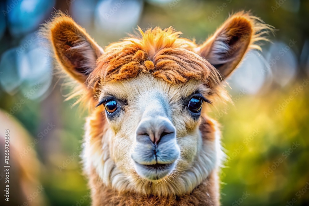 Fluffy Alpaca Close-Up: Soft, Adorable Andean Animal Portrait Fluffy Alpaca Close-Up: Soft, Adorable Andean Animal Portrait