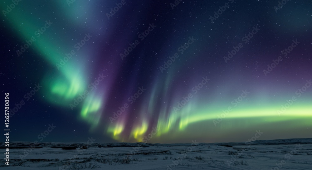 Magnificent Aurora Borealis Dancing Across the Starry Night Sky in Winter Magnificent Aurora Borealis Dancing Across the Starry Night Sky in Winter