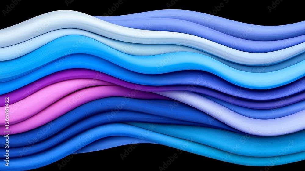 Smooth Flowing Waves in Shades of Blue and Purple on Black Background Smooth Flowing Waves in Shades of Blue and Purple on Black Background