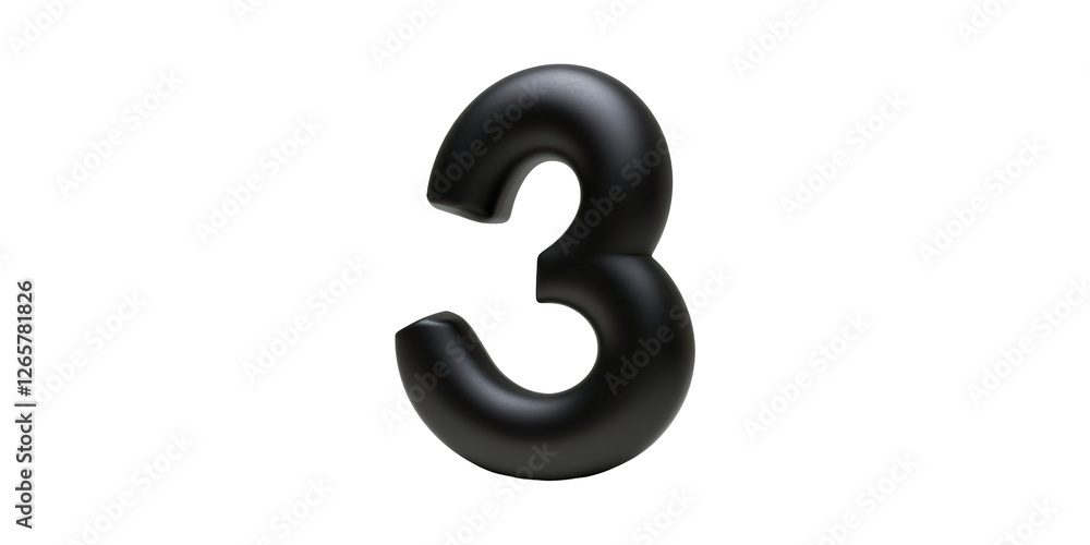 Black number three isolated on transparent background Black number three isolated on transparent background
