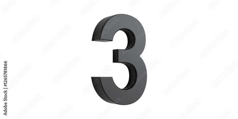 Black 3d number three isolated on transparent background Black 3d number three isolated on transparent background