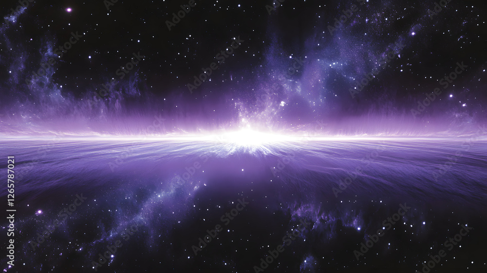 A glowing purple and pink burst of cosmic light across a dark, starry field. A glowing purple and pink burst of cosmic light across a dark, starry field.