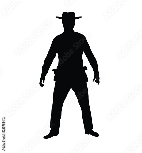 Silhouette of a Cowboy Isolated on White. Western and wild west character concept vector art