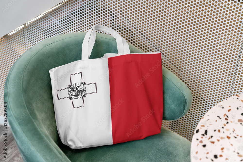 Naklejka premium Shopping bag with the flag of Malta 3D Rendering