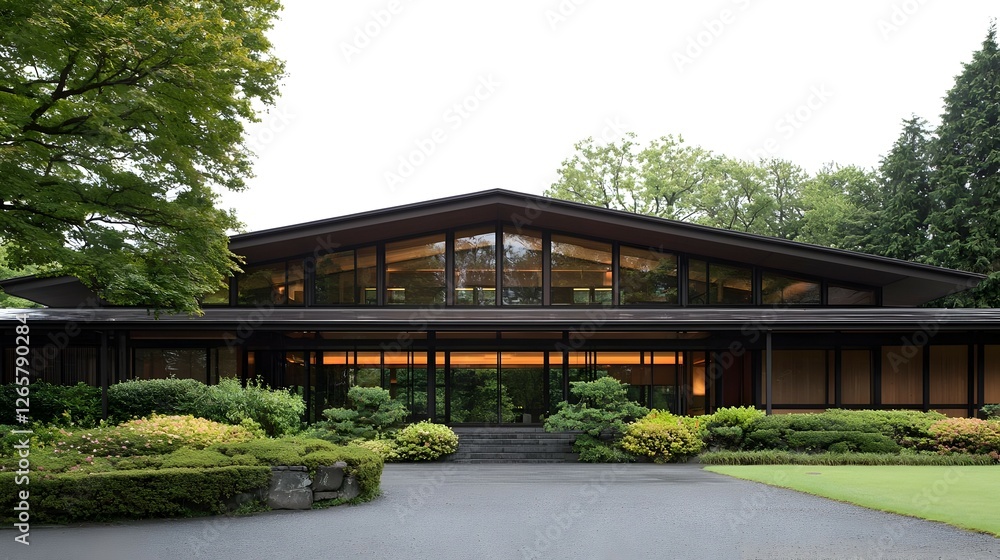 Modern Japanese House Exterior with Dark Wood and Large Windows Modern Japanese House Exterior with Dark Wood and Large Windows