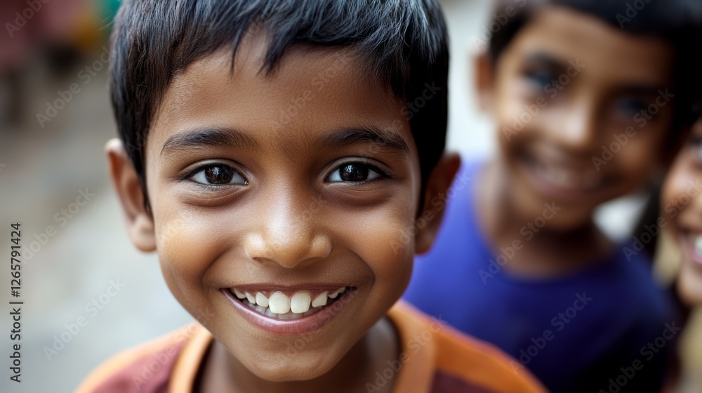 Smiling faces radiate warmth and connection in a close-up portrait. Smiling faces radiate warmth and connection in a close-up portrait.
