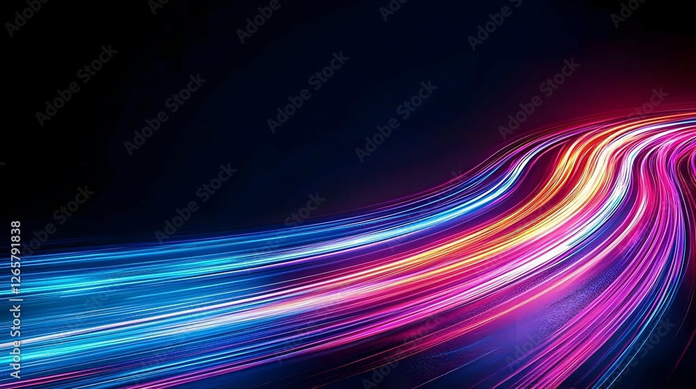 Abstract Colorful Light Trails on Dark Background Abstract Colorful Light Trails on Dark Background