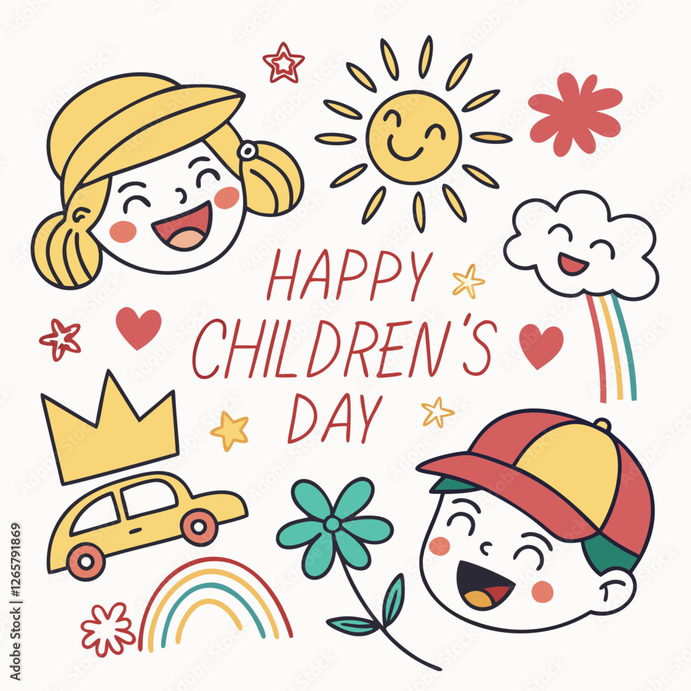 Fototapeta premium A cheerful and playful illustration celebrating Children's Day