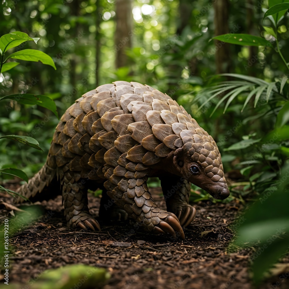 Fototapeta premium Image of a pangolin in the forest