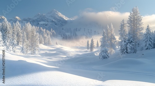 Wallpaper Mural Serene and tranquil winter landscape covered in pristine untouched snow with a soft golden glow from the morning light casting a peaceful calming atmosphere  A minimalist Torontodigital.ca