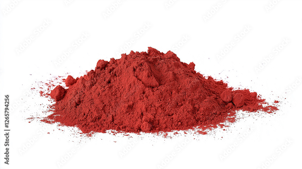 Pile of beetroot powder forming small hill on white background Pile of beetroot powder forming small hill on white background