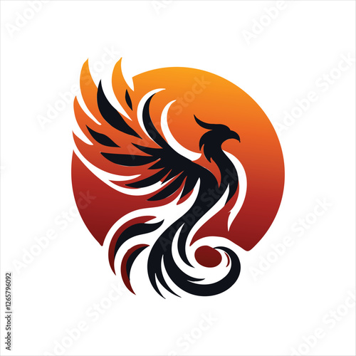 phoenix glow vector clip art logo design