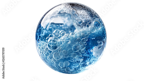 Wallpaper Mural Blue Liquid Sphere Abstract Glass Orb, Clean Water Bubbles for Artistic Backgrounds, isolated on transparent background. Torontodigital.ca