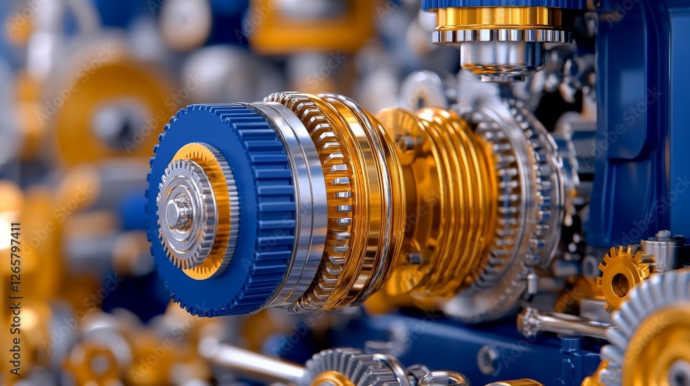 Fototapeta premium Detailed Close-Up of Colorful Mechanical Gears and Components