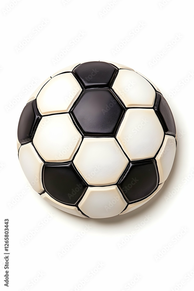 Fototapeta premium Classic black and white soccer ball on white, for sport, school, and recreation