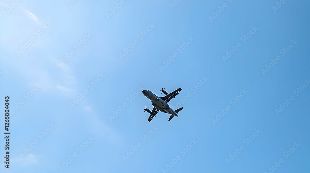 Airplane in Flight Against a Clear Blue Sky Airplane in Flight Against a Clear Blue Sky