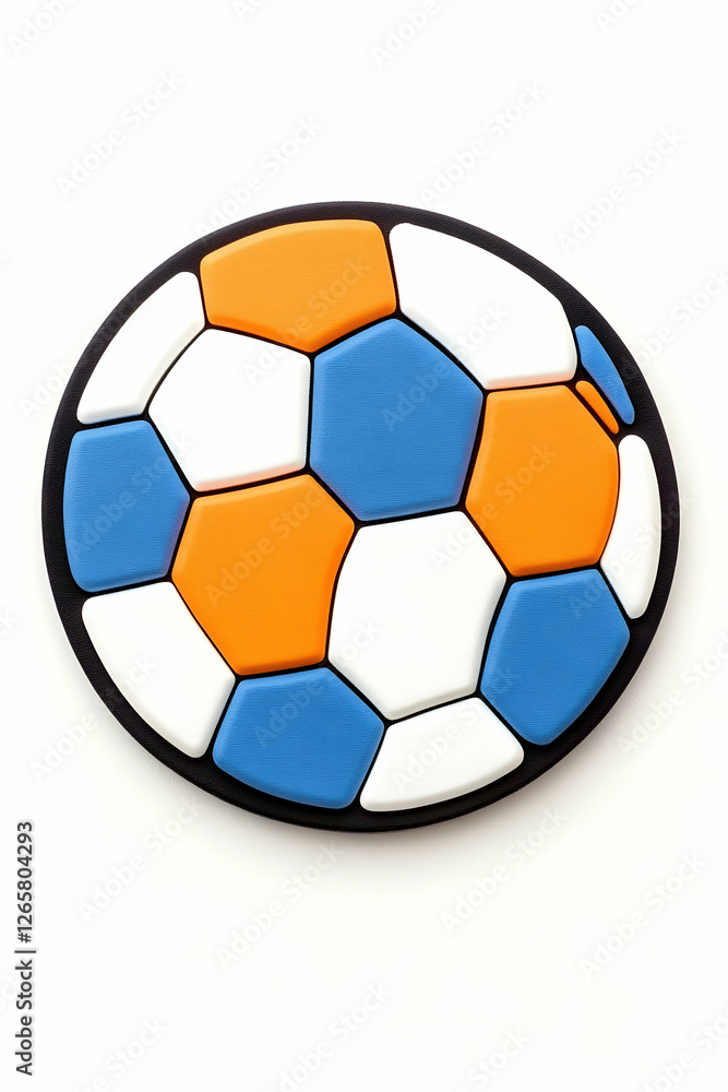 Colorful soccer ball flat lay on white background. Ideal for sports concepts Colorful soccer ball flat lay on white background. Ideal for sports concepts