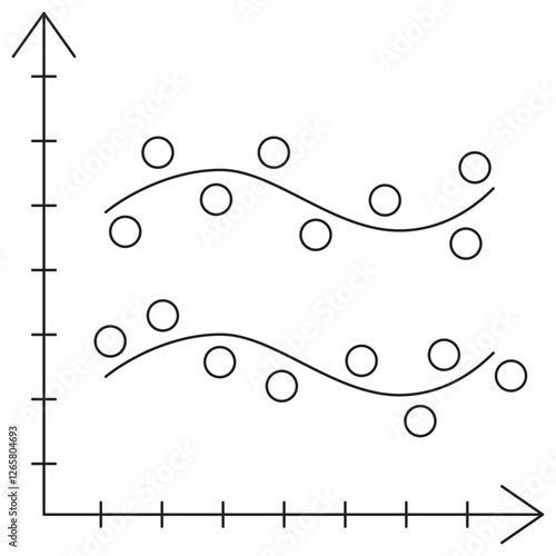 Function Approximation icon. Simple outline monochrome black vector pictogram with thin lines on a transparent background. Line thickness is editable