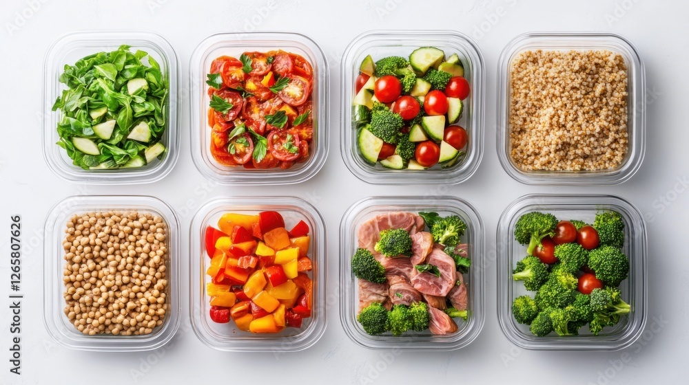 Fresh and Healthy Meal Prep Containers with Colorful Vegetables, Quinoa, and Protein for Balanced Eating Fresh and Healthy Meal Prep Containers with Colorful Vegetables, Quinoa, and Protein for Balanced Eating