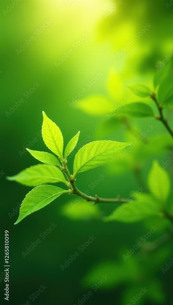 Soft-focus green leaves, sunlit, blurred background, texture, forest, close-up Soft-focus green leaves, sunlit, blurred background, texture, forest, close-up