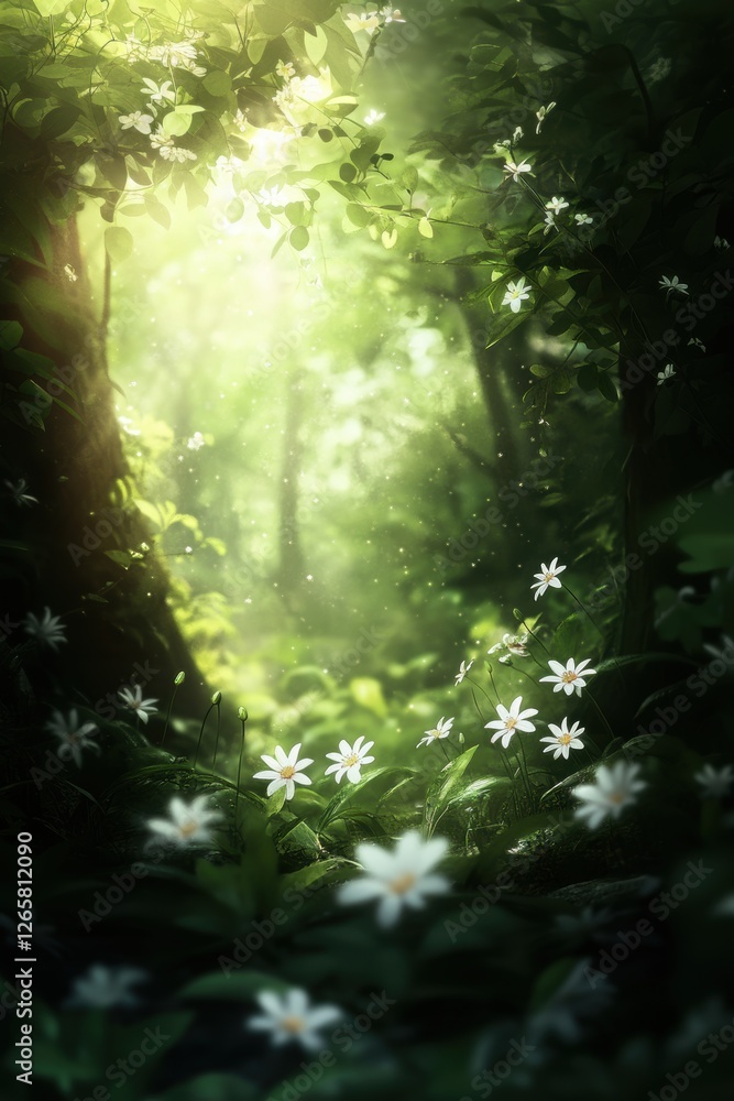 Obraz premium Flowers in fresh green Spring woods.