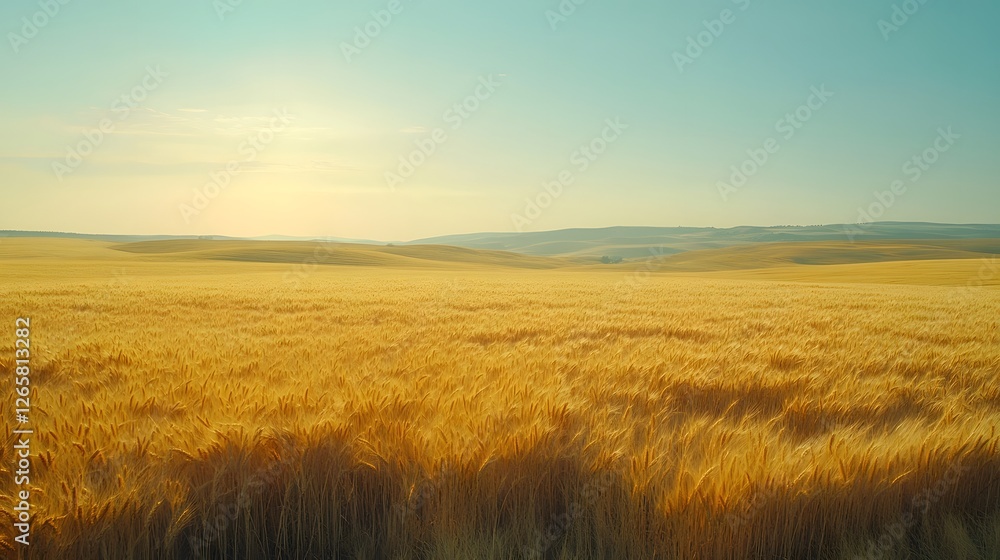 The swaying wheat ears in the golden wheat field The swaying wheat ears in the golden wheat field