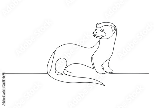 Continuous One Line Ferret | Minimalist Animal Vector Illustration