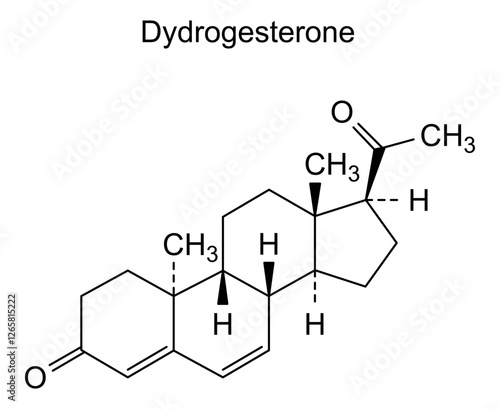 Chemical structure of dydrogesterone, drug substance