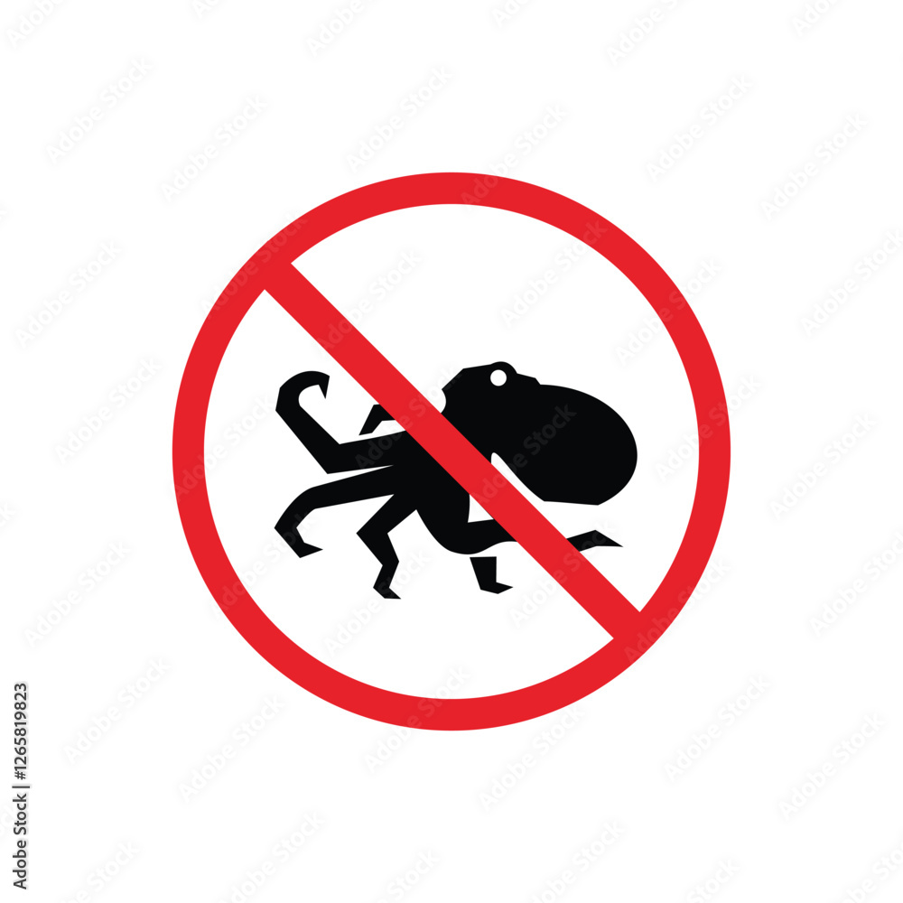 prohibited and dangerous signs. octopus danger. it is forbidden to bring octopus prohibited and dangerous signs. octopus danger. it is forbidden to bring octopus